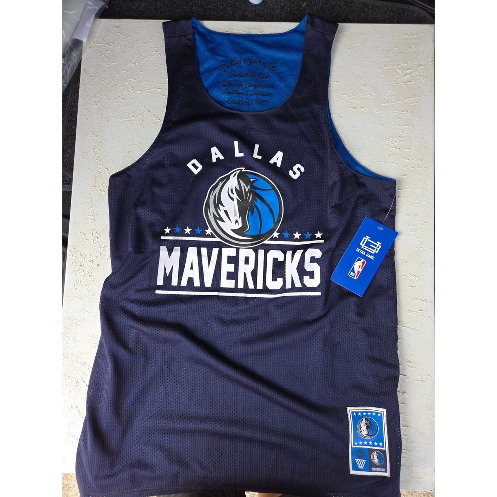 NBA Dallas Mavericks Ultra Game Reversible Mesh Tank Top Navy Blue Mens M